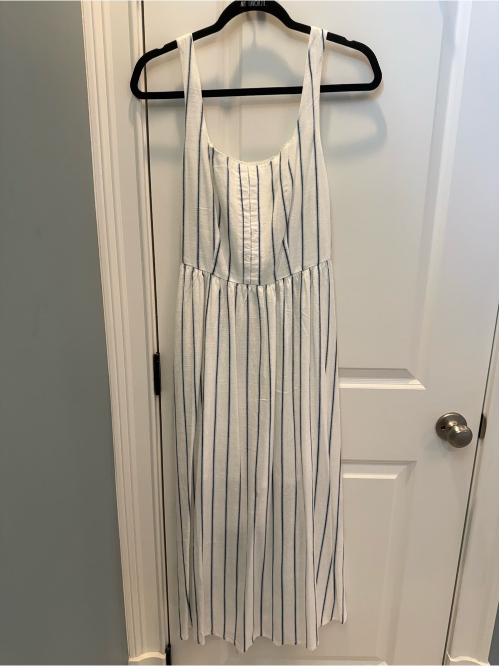 White and Navy Striped Dress
